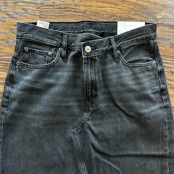 American Eagle AE 90’s High Rise Maxi Denim Skirt Black Size 6 NEW - Picture 4 of 7